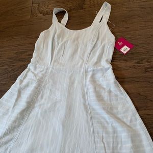 Light blue with white stripes knee length dress